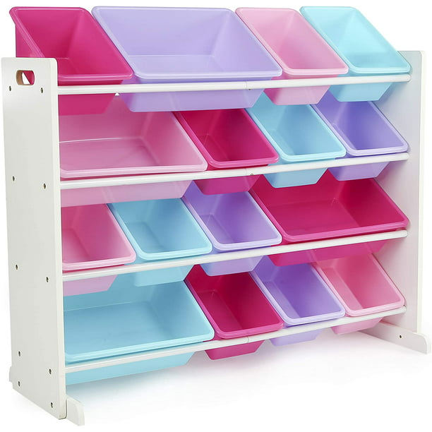 Humble Crew White Blue Pink Purple, Extra Large Toy Organizer 16 Storage Bins