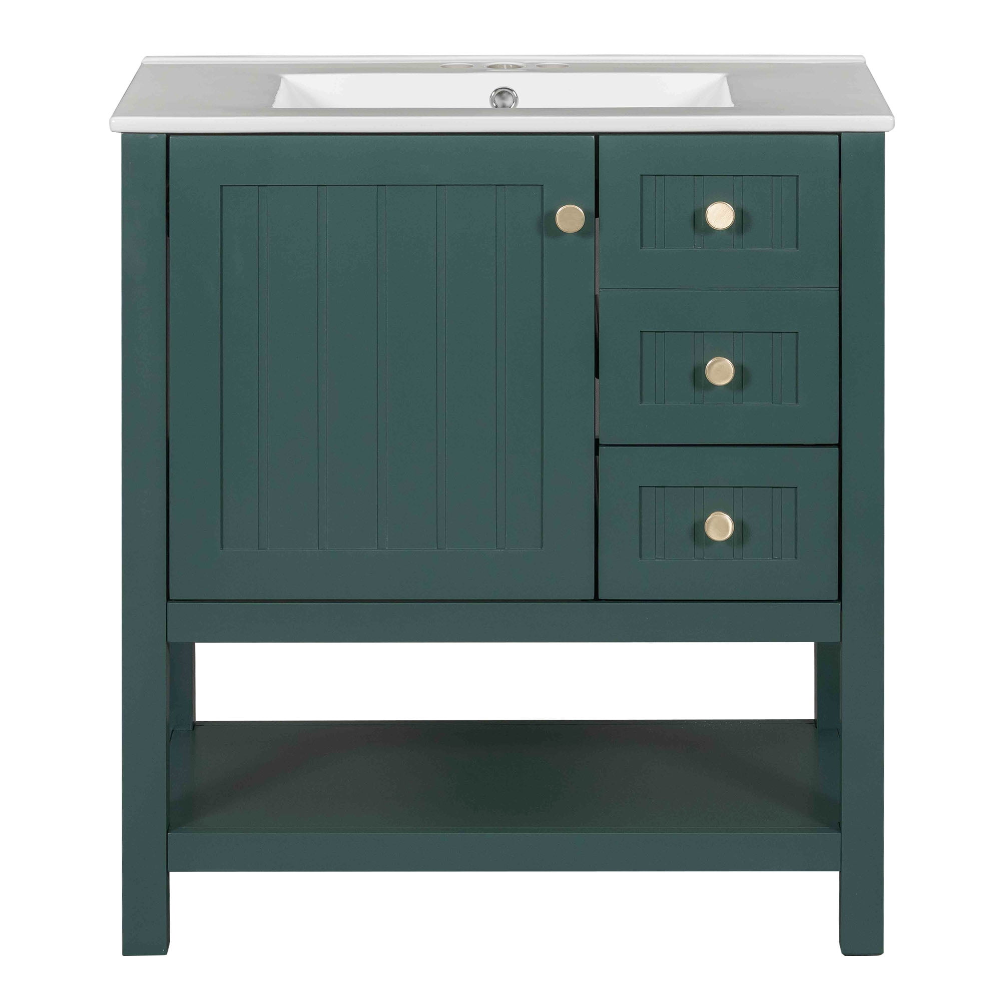 MAYEERTY 30" Modern Transitional Bathroom Vanity Cabinet Combo - With Ceramic Sink, Adaptable Design for Bathrooms