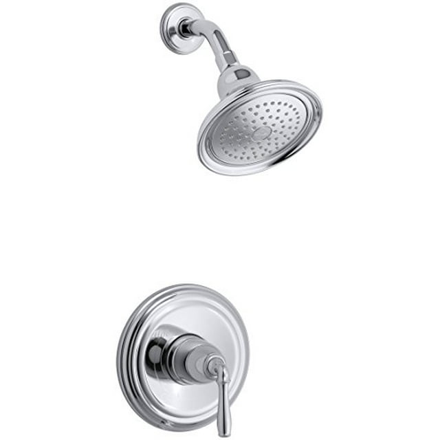 KOHLER K-TS396-4-CP Devonshire(R) Rite-Temp(R) Garniture de Robinet de Douche avec Poignée de Levier et Pommeau de Douche de 2,5 gpm, 11.75 x 8.00 x 6.25, Chrome Poli