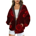 thumbnail image 1 of Vestes pour Femmes Décontractées d'Automne, Veste d'Hiver Chaude et en Polaire pour Femmes, Veste à Capuche Imprimée avec Fermeture Éclair et Poches Doubles, Veste d'Automne en Liquidation, 1 of 1