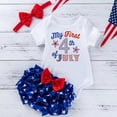 thumbnail image 2 of Ketyyh-chn99 Baby Girl Summer Outfit Girls Independence Day Short Sleeve Letter Prints Romper Bodysuit Shorts Outfits Clothes Set Size for 6-9 Months,Red, 2 of 5