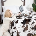 thumbnail image 2 of Soft Black and White Cow Throw Blanket Cute Highland Cow Stuff Gifts Decor Lightweight Fuzzy Cozy Fleece Blanket for Bedroom Travel Camping, 2 of 6