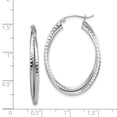 thumbnail image 6 of Auriga Fine Jewelry 925 Sterling Silver Rhodium Plated Textured Double Oval Hoop Earrings for Women, 6 of 7