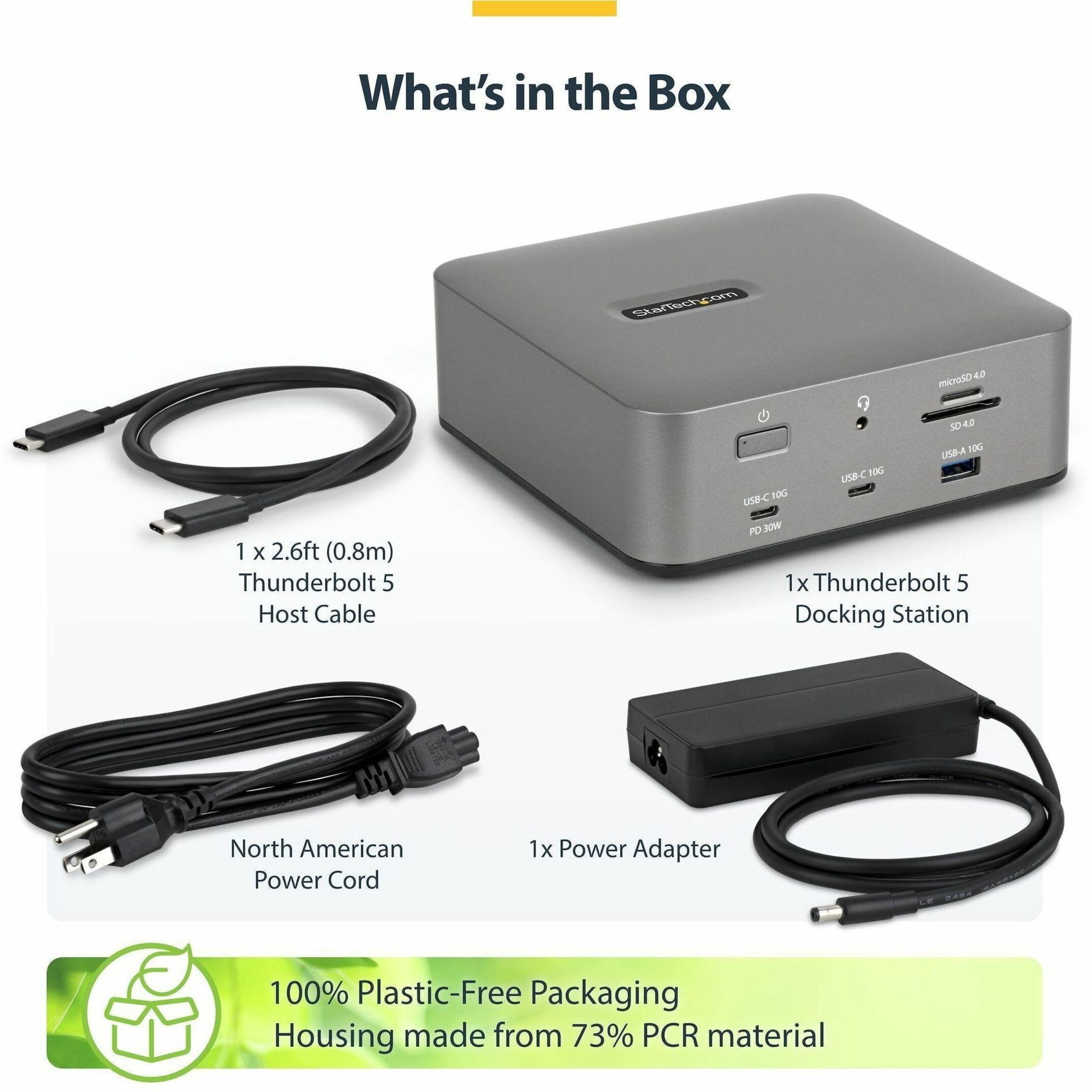 StarTech Thunderbolt 5 Docking Station - DP/HDMI - Triple Monitor Dock up to 4K 144Hz or Dual 8K 60Hz - 5x USB Ports -140W Laptop Charging  215N-TB5USB4DOCK