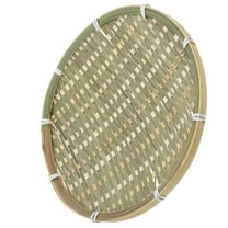 Moluckfu Bamboo Woven Tray 1Pack 10.22X10.22X1.18in for Garden Use Light Green Round