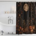 thumbnail image 5 of Small Stall Shower Curtain 36x78 Inch Narrow Half Size Maple Leaves Halloween Bath Curtains Bathroom Decor, Pumpkin Black Farmhouse Waterproof Fabric Shower Curtain Set with Hooks 36 Inch, 5 of 6