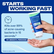Differin Maximum Strength Acne Foaming Cleanser Face and Body Wash with 10% Benzoyl Peroxide, Fast-Acting Acne Treatment, 5 oz