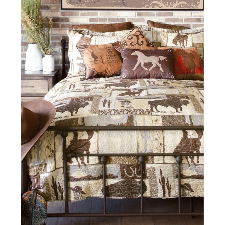 Wrangler - Coperta completa/queen size, biancheria da letto reversibile super morbida, decorazione per la casa occidentale per le stagioni più fredde (Nash Stripe Brown, Full/Queen