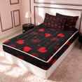 thumbnail image 3 of Erosebridal Lovely HeartsZipper Twin Comforter Sets with Fitted Sheet and 2 Pillowcases, Romantic Love Zipper Bedding Set, Black Reversible, Black Red, Black Reversible, 3 of 7