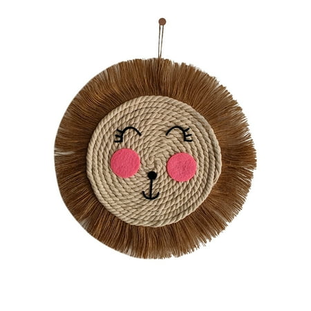 

Zlekejiko Wall Art Animal Head Hand Woven Hanging Cotton Thread Woven Cartoon Tassel Beard Tiger Lace Pendant Children s Room Wall Decoration Suitable For Home Bedroom Living Room Decor