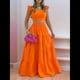 thumbnail image 4 of Conjunto de 2 Piezas para Mujer: Top Corto con Tirantes Finos y Falda Larga con Volantes y Cintura Fruncida Naranja XXXL, 4 of 6