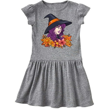 

Inktastic Witch with Autumn Flowers and Leaves Gift Toddler Girl Dress