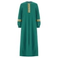 thumbnail image 3 of Doomiva Girls Long Sleeve Abaya Solids Color Arab Thobe Arabic Islamic Maxi Robe Muslim Loose Kaftan Clothes Green 6, 3 of 7