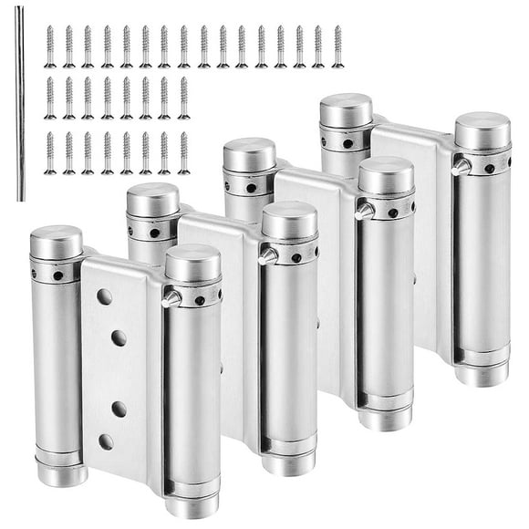 Stainless Steel Door Swing Hinge,4 Pack 3’’ Self Closing Double Action Spring Hinges for Cafe Saloon Pub Doors Gate, with Pins Screws
