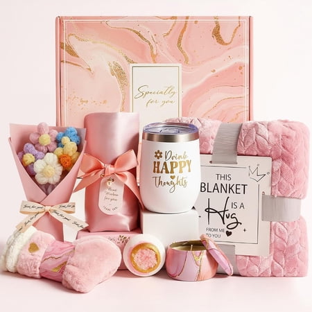 Valentines Day Gifts for Her Mom Wife, Birthday Gifts for Women,Self Care Baskets for Women,Care Package for Get Well Soon, Comfort Blanket Box Thinking of You Relaxation Care