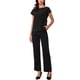thumbnail image 2 of Inspire Chic Blusa Elegante de Manga Corta para Mujer con Cuello Barco, Tops Peplum con Cinturón, Color Negro, 2 of 6