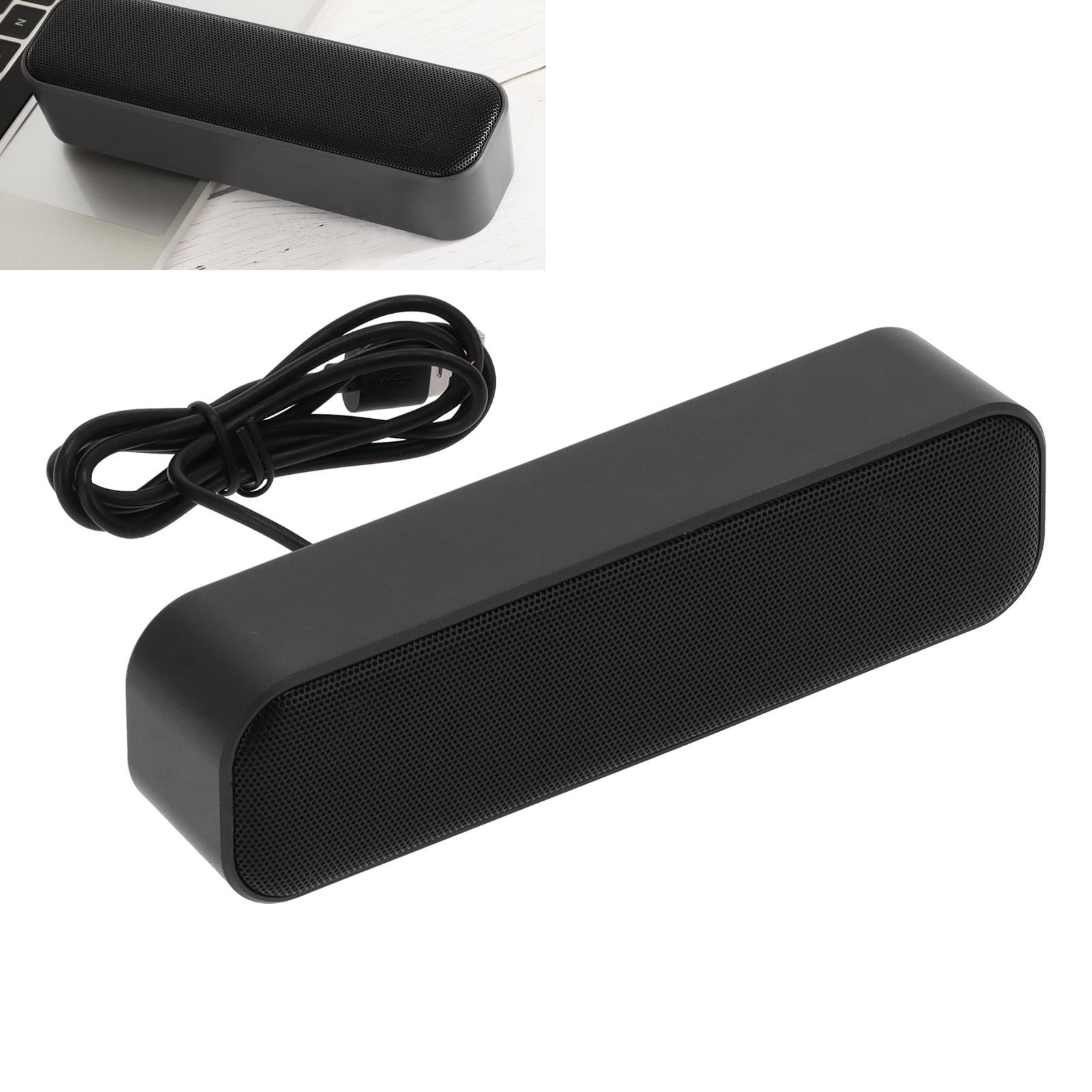 12.6 x 2.5 x 2.7 inch USB Wired Stereo Soundbar Music Player Bass Surround Sound Box with 3.5mm Input for Desktop Laptop TV Smartphone Tablet PC MP3 MP4 Black Wired Speakers Black