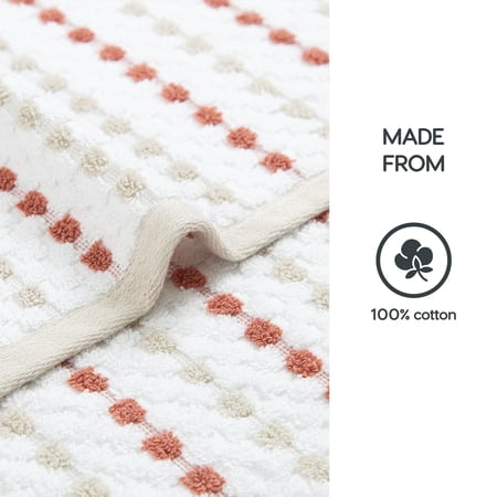 Mainstays Performance Cotton Bath Towel, Super Soft Quick Dry Fade Resistant, Teracotta Dot Pattern