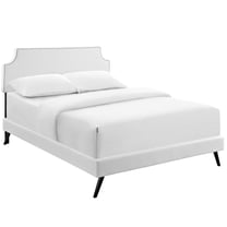 Corene Full Vinyl Platform Bed with Round Splayed Legs White