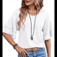thumbnail image 1 of Camiseta de Corta con Volantes para Mujer, Cuello en V, Acampanada de Doble Capa XL, 1 of 9