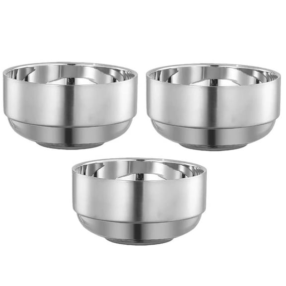 NOGIS 3 Pack Stainless Steel Bowls, 12 Oz Double Walled Insulated Unbreakable Snacks Bowl, 4.7 Inch Metal Serving Dishes for Soup, Ice Cream, Durable, Dishwasher-Safe Rice Bowl