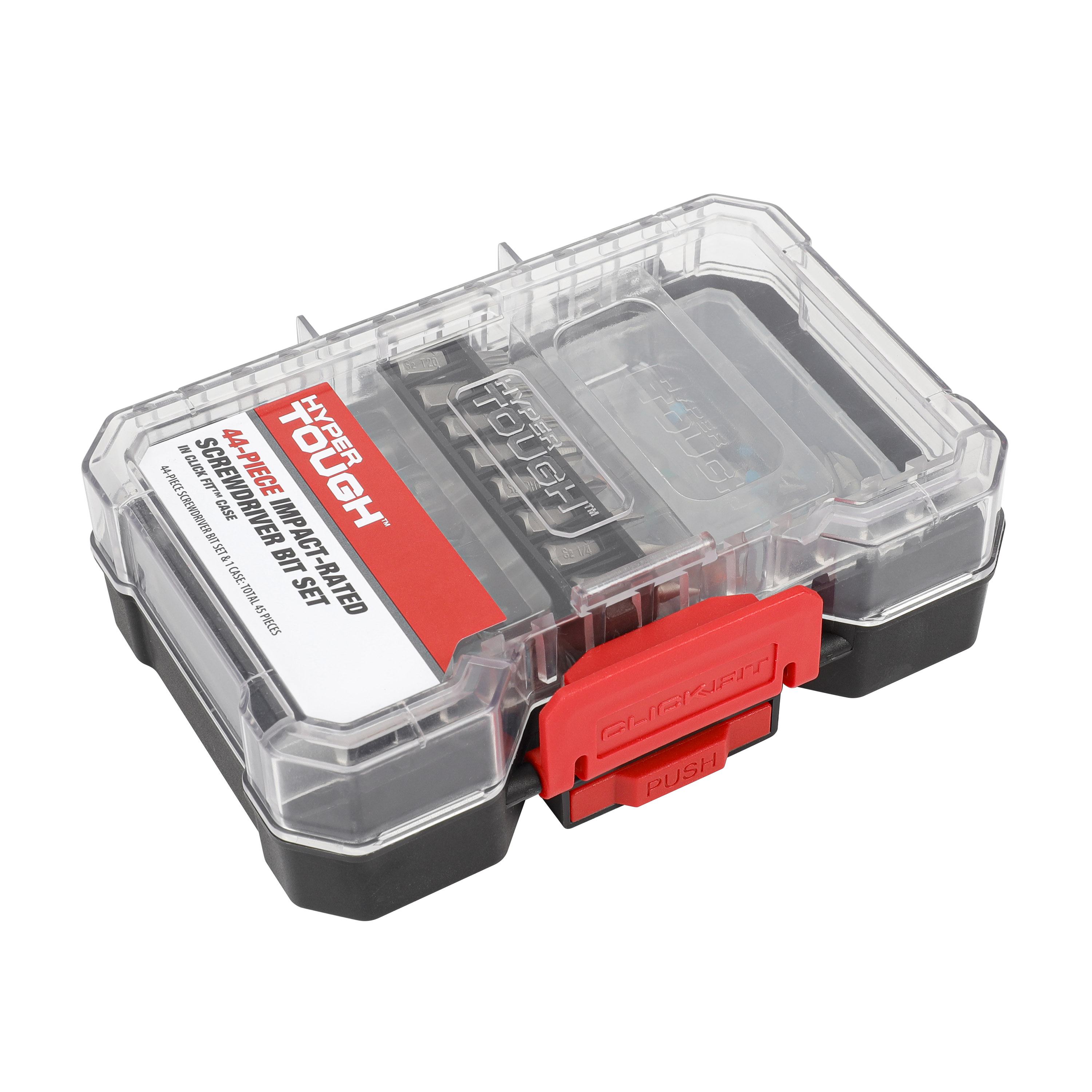 Juego de 44 puntas de destornillador de impacto Hyper Tough en estuche Click Fit 6