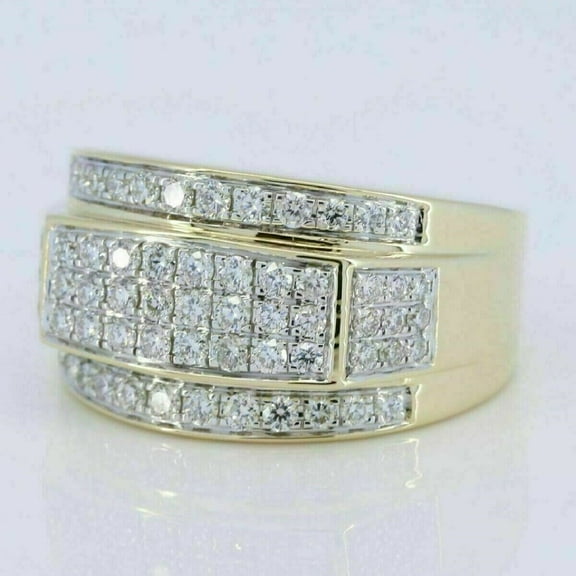 2.00 ct Round-Cut Moissanite Men's Wedding Ring 14K Yellow Gold Plated