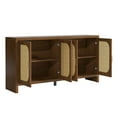 thumbnail image 6 of Sideboard Cabinet with 4doors, Buffet Cabinet, Rattan Cabinets with Storage, for Kitchen Living Room, Walnut, 6 of 6