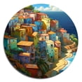 thumbnail image 2 of Designart "Azure Coastal Village" Modern Landscape Beach Metal Round Wall Art Prints, 2 of 5