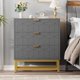 thumbnail image 1 of Gris moderno 3-cajón cómoda de anchura chest con gold metal legs y handles wood almacenamiento organizer para dormitorio sala de estar hallway, 1 of 7