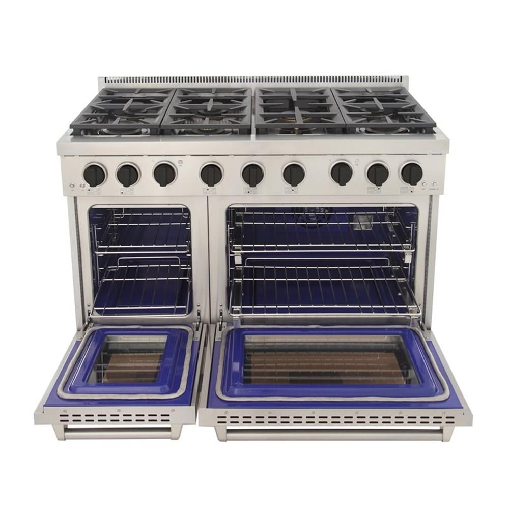 Pemberly Row 48" Stainless Steel Propane Gas Range in Black/Silver