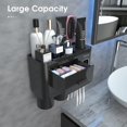 thumbnail image 2 of Toothbrush Holder for Bathroom Cups Toothbrush Holder Wall Mounted with Toothpaste Dispenser Large Capacity Tray Cosmetic Drawer Bathroom Storage & Bathroom Organizer, 2 of 9