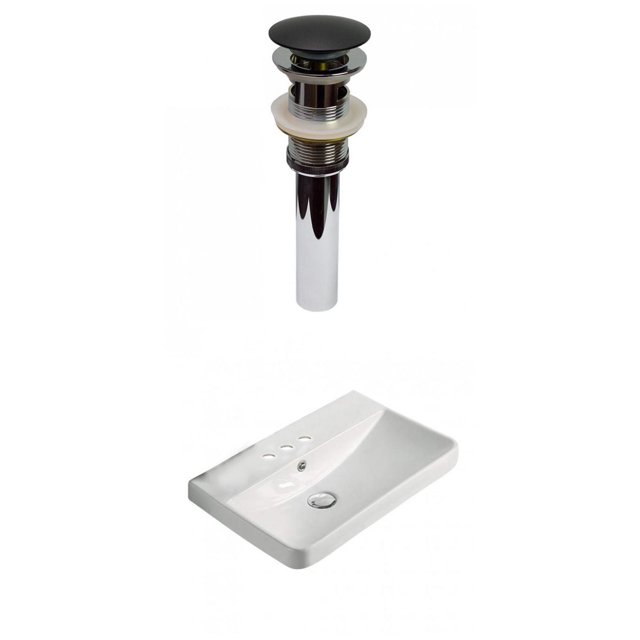 American Imaginations 19.88-in. W 3H4-in. Ceramic Top Set In White Color - Overflow Drain Incl. AI-30731