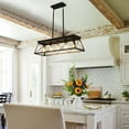 thumbnail image 3 of 5-Lights Kitchen Island Light Ceiling Light, Retro Farmhouse Chandelier for Dining Room, Pendant Lighting (No bulb) for Living Room, Bar, Black, 3 of 9
