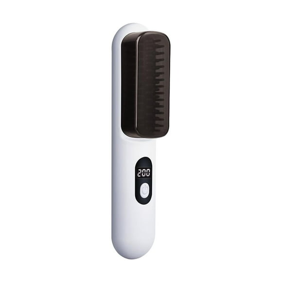 Alisador de pelo con carga USB, peine multifuncional para estilizar el cabello, Mini plancha alisadora, peine caliente duradero para viajes Blanco