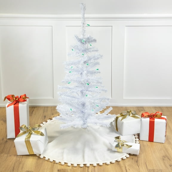 Northlight Pre-Lit Slim Woodbury White Pine Artificial Christmas Tree - 3' - Green Lights