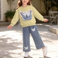 thumbnail image 6 of VIPOIN Girls 2 Piece Outfit Set, Butterfly Patch Crewneck Sweatshirt & Wide Leg Jeans, Cute Clothing Set, 6 of 7