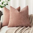 thumbnail image 1 of wonima44 Foindtower Pack of 2 Textured Chenille Throw Decorative Pillow Covers Square Accent Solid Cushion Cover Neutral Farmhouse Pillow Case for Couch Sofa Bedroom Living Room 24x24 Inch,Dusty Pink, 1 of 1