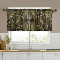 Yayeee Kitchen Curtains Set of 2 Light Filtering 57"x24" Over Sink Window Panels, Black Flower Pattern