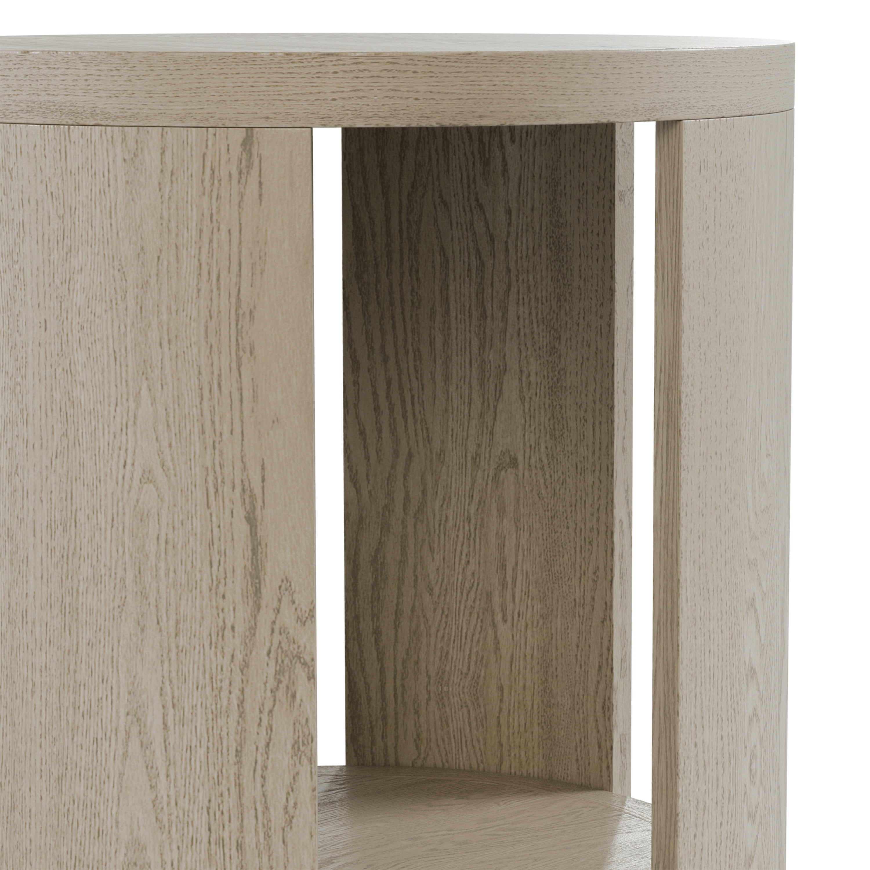 Furniture of America Cheri Modern 1-Shelf Solid Wood Round End Table, Oak