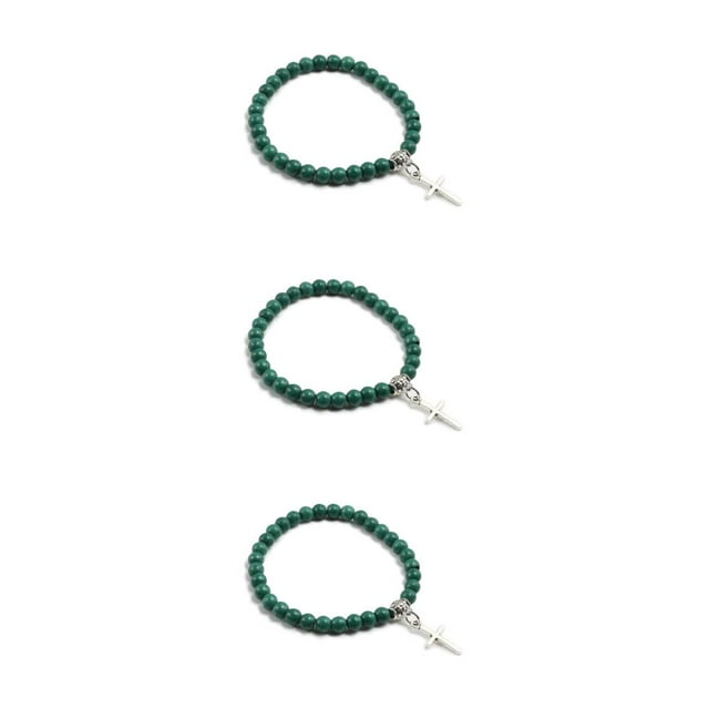 maskred Adjustable Cross Pendant Bracelet Gift For All Occasions Wide Application Cross Pendant Bracelets blackish green 3Set
