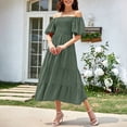 thumbnail image 4 of YuXingFu Womens Plus Size Cotton Dresses Maxi Crew Neck Plus Size Womens Dress Short Sleeve for Beach Long Casual Summer Army Green XL, 4 of 4