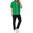 thumbnail image 2 of INSPIRE CHIC Men's Short Sleeve Hoodies Solid Color Zip Up Jackets with Hood 2XL Bright Green, 2 of 7