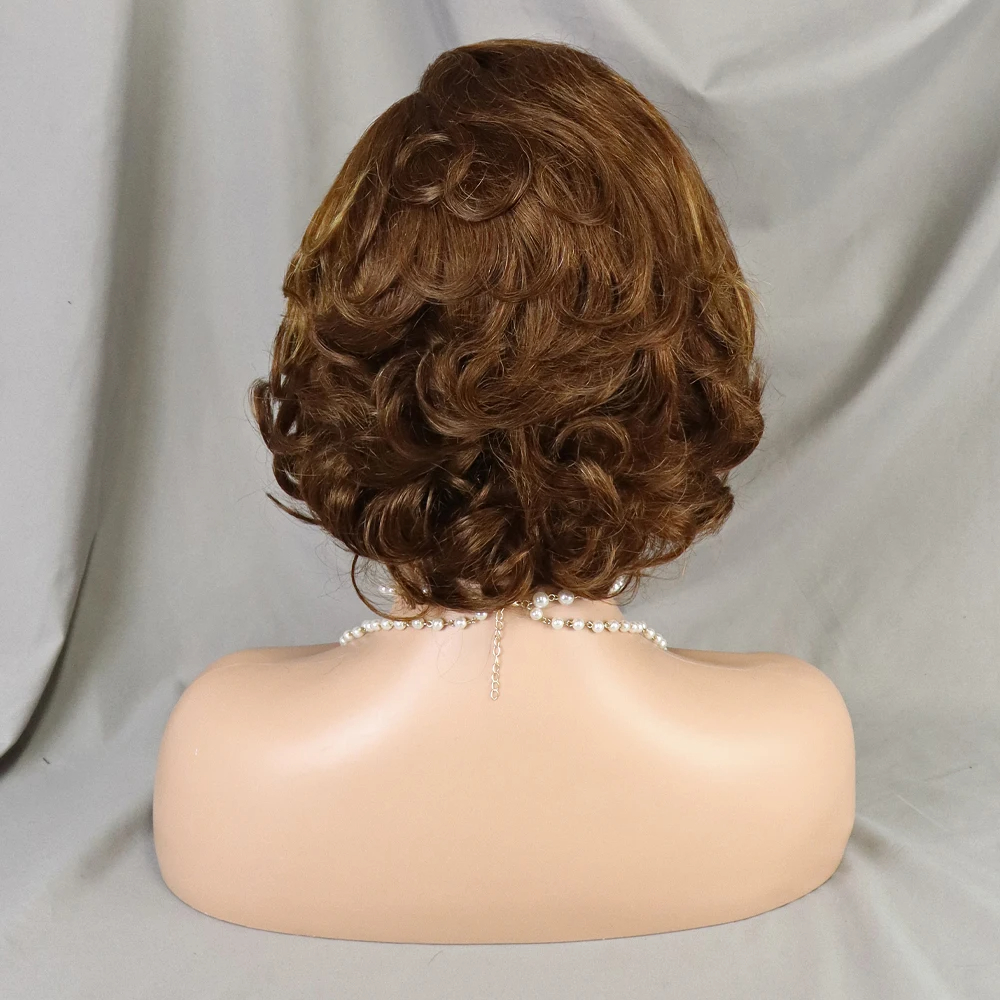 4/30 Brown Color Loose Wave Pixie Cut Wig Short Bob Human Hair 13x4 Lace Frontal Wigs Transparent Lace Human Hair for Black Women Lace Front Human Hair Wig