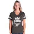 thumbnail image 1 of Womens Birthday Gift Queens Are Born in July Football V-Neck T-Shirt, 1 of 5