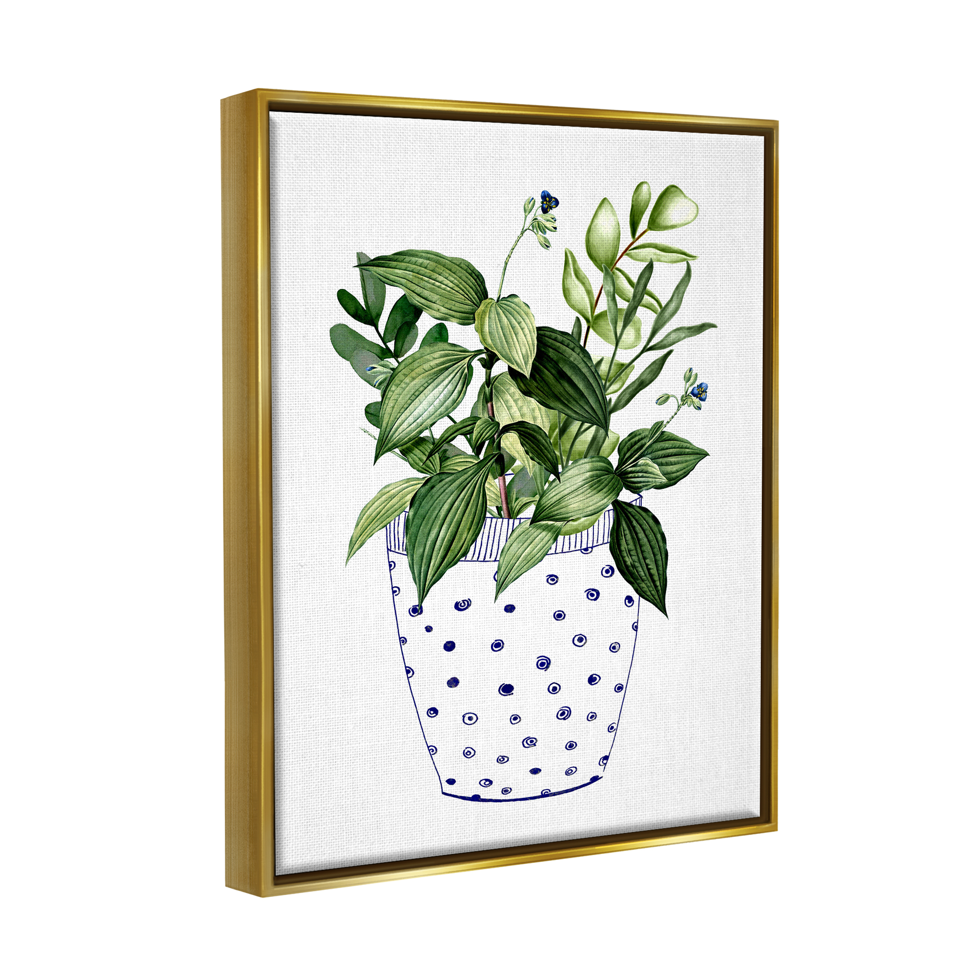 Stupell Industries Modern Potted Plant Botanical & Floral Painting Gold Floater Framed Art Print Wall Art, 25 x 31