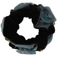 thumbnail image 1 of Caravan Black Velvet And Voile Fabric Rose Elastic Ponytail Highlighted With 10 Rhinestone Crystals, 1 of 3