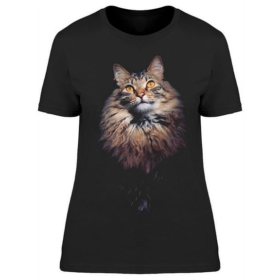 Long Hair Tabby Norwegian Cat T-Shirt Women -Image by Shutterstock, Female Medium