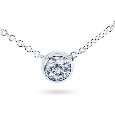 Diamond Solitaire 1/4 Carat Bezel Necklace in 14K Gold
