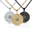 thumbnail image 4 of Dasbsug Nordic Vegvisir Compass Norse Runes Viking Jewelry Runic Amulet- and Talisman- Stainless Steel Pendant Necklace for Men, 4 of 13